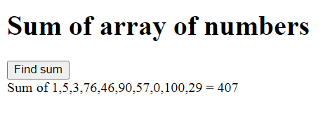 Sum of array of numbers